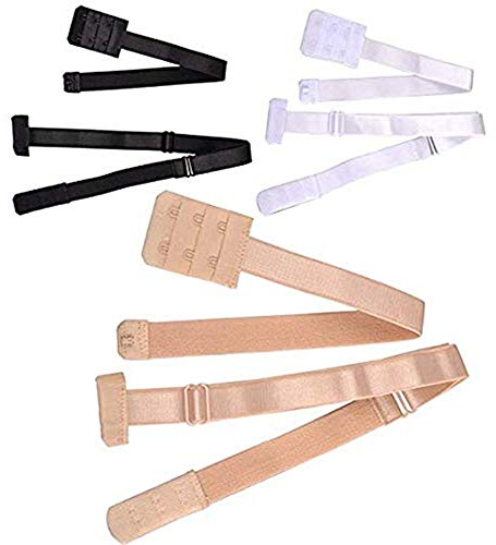 Febbya Sangle de Soutien-Gorge à Dos Bas,3pcs Accessoire Soutien Gorge V Profond Robe Dos-Nu Bra Strap pour Femmes et Dames Robes de Mariée pour Filles (Noir/Blanc/Beige)