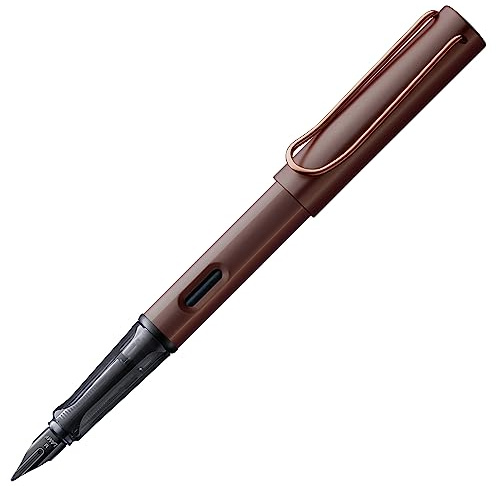 Lamy Lx Füller marron – PVD-veredelte Feder & ergonomischer Griff – eloxiertes Aluminiumgehäuse – Strichbreite M – inkl. Tintenpatrone T 10 blau & Metalletui – für Rechtshänder