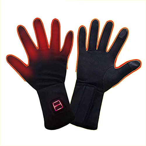 LPCRILLY Guanti riscaldati elettrici Ricaricabili per le mani, guanti ultra caldi per le mani in moto o in bicicletta per la pesca allo sci toccabili sullo schermo Le Noir taglia(S)