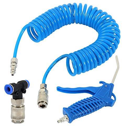 Pistolet de soufflage d'air compressé, kit de nettoyage pour camion, voiture, professionnel pistolet à air comprimé, pistolet de soufflage en métal, avec tuyau de 5 m