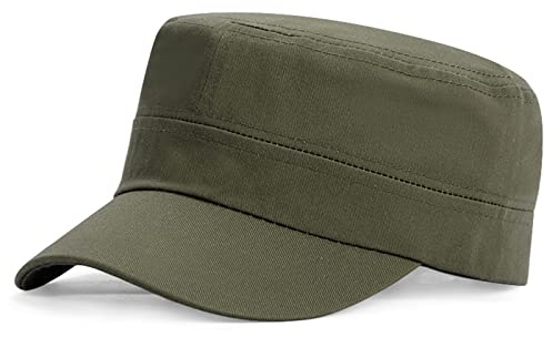 Baynetin Herren Army Cap Military Flat Cap, Baumwolle Army Kappe Cadet Hat Verstellbare Baseballmütze Sommer Trucker Hut für Draussen, Sport Wandern und Reisen (Militärgrün)