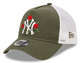 New Era Baseball Fankappe New York Yankees Blumen Oliv Weiß A-Frame Adjustable Trucker Cap - One-Size