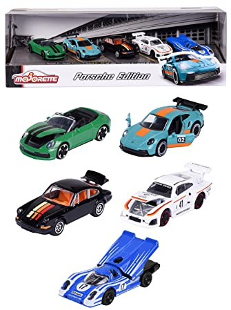 Majorette - Porsche Motorsport Giftpack 5 Pièces - Voiture Miniatures en Métal - Echelle 1/64ème - 2 Modèles Exclusifs - 212053172