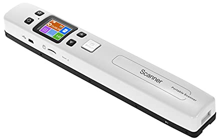 HUIOP Scanner portatif,iScan02 Portable Baguette Portable Document/Livre/Images Scanner 1050DPI Résolution Numérisation à Grande Vitesse Format A4 Format JPEG/PDF Affichage LCD coloré pour Les