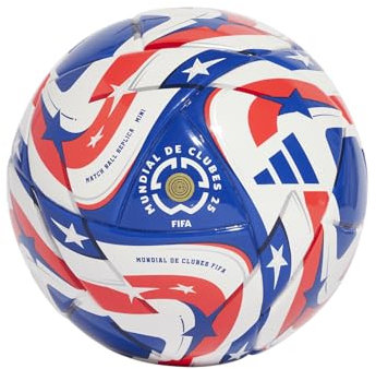 adidas Unisex-Adult FIFA Club World Cup Mini Soccer Ball, White/Power Blue/Dark Blue/Lucid Red, 1