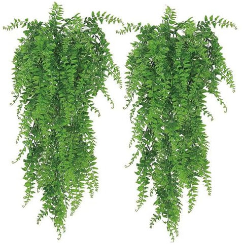TZMFHD Artificial Plants Indoor, 2 Pcs Artificial Hanging Plant, Natural Fake Ivy, Greenery Decor Fern Vine Faux Plants For Indoors Living Room, Balcony, Garden Aesthetic Decoration