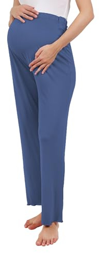 OCCIENTEC Pantalon de Maternité Femme avec Ceinture Réglable Pantalon de Pyjama Confortable en Modal pour Grossesse et Post-Partum Bleu Marine,M