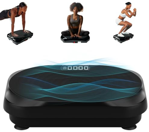 Fairgom Máquina de ejercicio de placa vibratoria, placa de vibración para drenaje linfático, máquina de ejercicio de placa vibratoria para mujeres y hombres, equipo de entrenamiento para gimnasio en