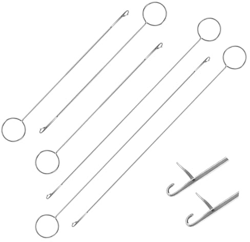6 pezzi Loop Turner per perline Loop Turner Strumento di cucito Gancio lungo per infilare perline in silicone Loop Turners Snag Strumenti di riparazione Crochet Concetti di cucito Nodo Pinze Strumenti