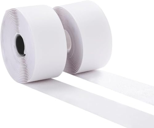 Self Adhesive Hook and Loop Tape,5M × 5cm Width Heavy Duty Sticky Fastening Tape, Double-Sided Sticky Tape Backed Fastening, Double Sided and Removable Ideal for Home, Office & DIY Crafts,White