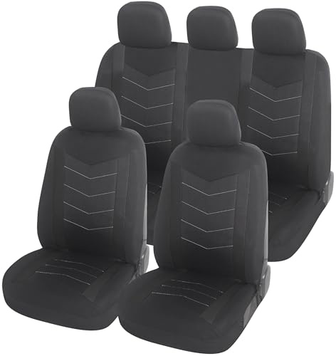 Upgrade4cars Coprisedili Auto Universale Nero | Set Copri-sedile Universali per Anteriori e Posteriori