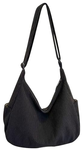 MLPKOI Bolso Bandolera Mujer, Bolso Cruzado Informal, Bolsa Crossbody Bolsos con Correa Ajustable, Bolso de Pana Grande para Viaje, Compras, Escuela, Oficina