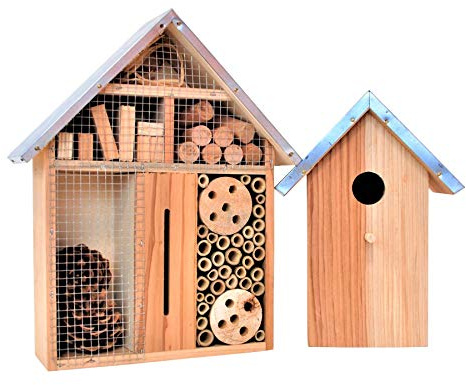 simpaoutdoor Small Bug Hotel & Bird Box Combo