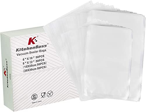 KitchenBoss Sac Sous Vide alimentaire: Sachet Sous Vide Alimentaire 50 Sacs 15 x 25 cm & 50 Sacs 20 x 30 cm,Poche Sous Vide