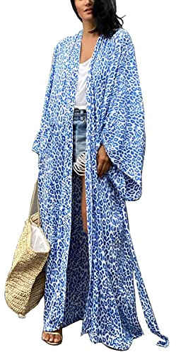 L-Peach Donna Abito Lungo Boho Copribikini Loungewear Oversize Kaftan Maxi Abito da Spiaggia Copricostume