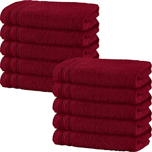 Erwin Müller Handtuch 10er-Pack Heidelberg 100% Baumwolle weinrot Größe 50x80 cm - saugstark, gut trocknend, kompakt, leichte Qualität - ideal für Sport, Strand, Reisen