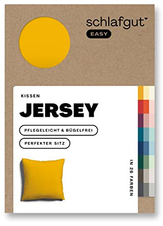 Schlafgut Easy Jersey Kissenbezug 40x40 cm Yellow Deep mit 100% Baumwolle, superweicher & atmungsaktiver Kopfkissenbezug