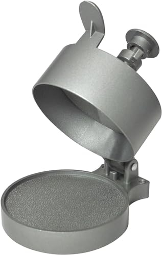 CKB LTD Grande presse à hamburger manuelle réglable, antiadhésive, lisse, machine à hamburger faite maison, comprend 100 papiers cirés, 13 x 13 x 21 cm, aluminium (argenté)