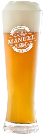 AMAVEL Weizenglas mit Gravur, Personalisiertes Bierglas mit Namen und Jahr, Bier Geschenke für Männer, Glas mit Namen, Geschenke für Bierliebhaber, 500 ml