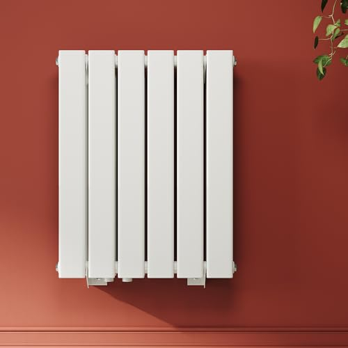 SONNI Design Heizkörper 600x465mm Weiß, Doppellagig Heizkörper flach und klein für Badezimmer, vertikaler Badheizkörper flach Paneelheizkörper für Bad Flachheizkörper mit Seitenanschluss
