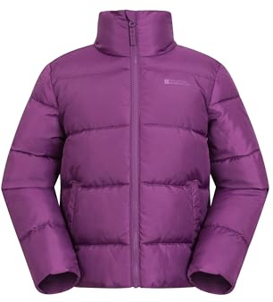 Mountain Warehouse Lottie Kids Water Resistant Padded Jacket - Warm Jacket in Rip Stop Fabric, Boys & Girls Coat - Autumn Winter Outdoors, Travelling & Hiking Purple Kids Size 7-8 Years