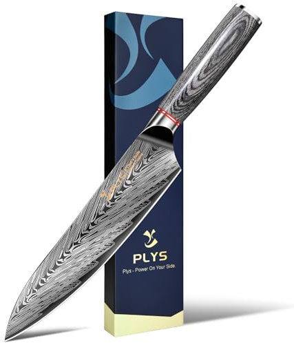 Plys Couteau Japonais Tranchant,Couteau Cuisine Professionnel Lame Tranchante en Acier Inoxydable,Couteaux de Cuisine à Poignée en Bois Utilisé dans les Cuisines et les Salles à Manger