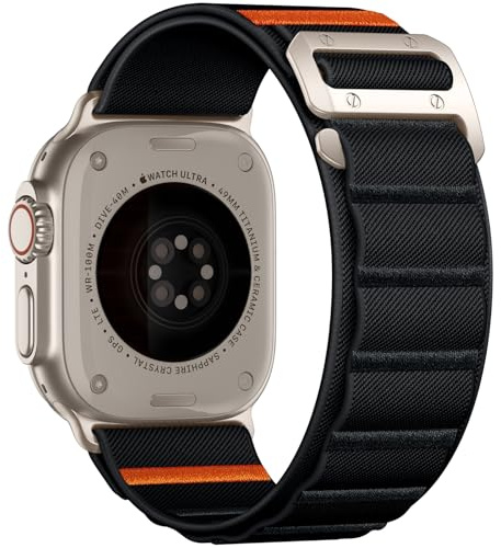 Bandletic Sportarmband för Apple Watch Ultra/Ultra 2 (49 mm), Robust loop-armband, mjukt elastiskt med G-krok, 46 mm (Series 10), 45 mm (Series 9/8/7), 44 mm (SE2/SE/6/5/4), 42 mm (3/2/1)