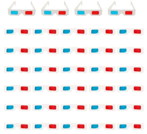 FRCOLOR 100Pcs 3D Cardboard Glasses Lightweight Disposable Anaglyph Movie Glasses for Home Cinema Party Entertainment