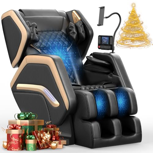 NAGLIFOR Poltrona massaggiante, Poltrona reclinabile con massaggio completo a 14 rulli, 8 airbag massaggianti, funzione di riscaldamento, massaggio ai piedi, altoparlante Bluetooth, telecomando touch