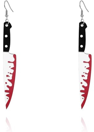 1 Paar Halloween Ohrringe Damen, Gothic Schmuck mit Messer Design, Silberne für Frauen, Demon Slayer Ohrringe, Gruselige Accessoires für Halloween Party, Kostüm Schmuck, Geschenk