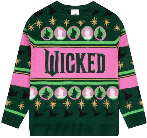 Wicked Girls Christmas Jumper, Glinda and Elphaba Christmas Jumpers for Children, Girls Xmas Jumper 5-6 Years