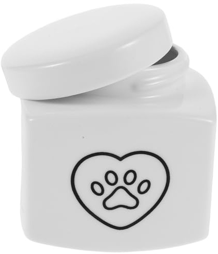 Healifty Urna Funeraria de Cerámica para Cenizas de Mascota 500 Ml, Caja Conmemorativa Sellada en Color Claro con Huella Negra, para Gatos y Perros Pequeños, Recuerdo Duradero y Protección