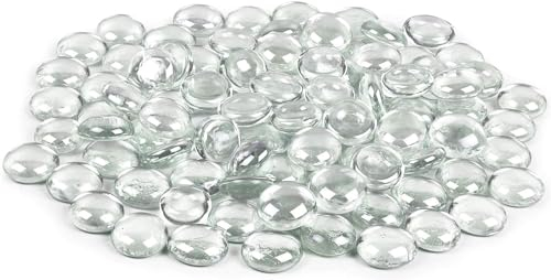 ARSUK Galets en Verre Transparent – 170-180 pcs / 0,955 kg, 17-20 mm, Pierres Décoratives Rondes pour Artisanat, Vases, Mosaïque, Décoration de Mariage, Aquarium, Jardin, Remplissage de Vase