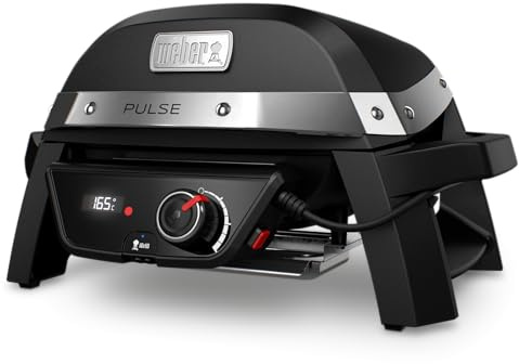 Weber PULSE 1000 electric grill, 41 x 31cm grill surface, temperatures over 300°C, digital temperature control & thermometer, porcelain enameled cast iron grill grate - black (81010074)