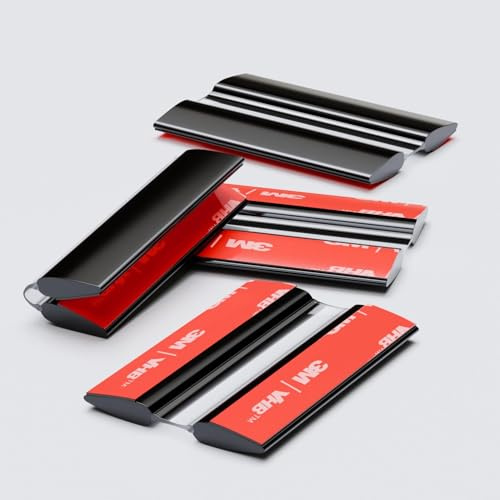 4x charnières flexibles noires en acrylique 50mm, autocollantes, sans colle | Charnière fine monobloc autocollante, sans axe métallique pouvant rouiller ou se gripper, pour couvercles, capots et boîtiers