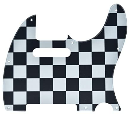 KAISH Schlagbrett für Telecaster, 8 Löcher, Tele-Stil, TL-Plektrumschutz mit Tonabnehmer-Befestigungsschrauben, für Tele/Telecaster, schwarz/weißes Gitter
