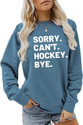 'Sorry Can't Hockey Bye'-tröja, hockeyspelare tröja, hockeyliv huvtröja, cool hockeyälskare pullover skjorta gåva, BLÅ, L