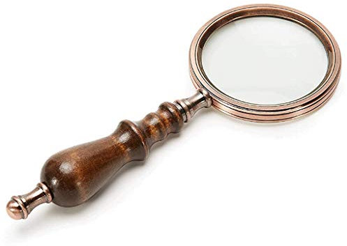 Antik kopparhandförstorare med äkta glas, bästa läslupp för äldre, makuladegeneration