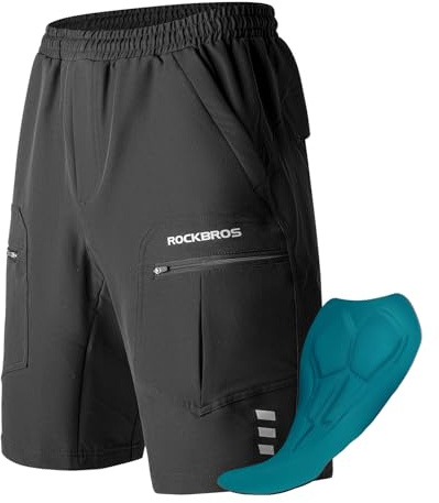ROCKBROS Pantalones Cortos de Ciclismo para Hombres con 4D Acolchado
