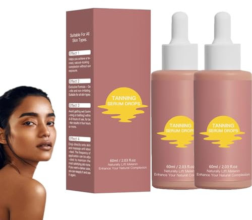Gocce abbronzanti senza sole per bere, gocce per aumentare la melanina, per viso e corpo, gocce di abbronzatura liquida, migliora il tono naturale della pelle (2 pezzi)