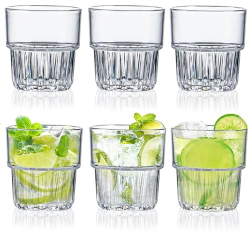 6 PCS Acrylic Kinderbecher, 6.76 OZ Kinder Becher Plastik, 200ML Transparent Trinkgläser Kunststoff,Trinkbecher Wiederverwendbare,Kindergläser für Büro Camping