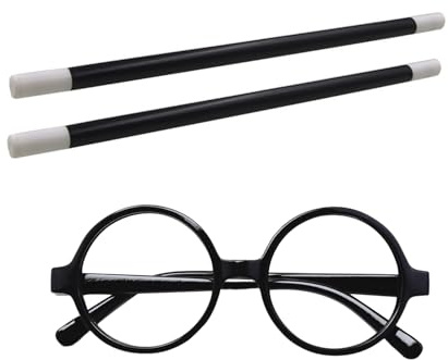 IDNVFY 2 Morceaux De Bâtons Magiques Et 1 Morceau De Lunettes sans Lentilles, Magique Pop-Up, Jeux De Rôle, Accessoires De Performance, Jouets pour Enfants.