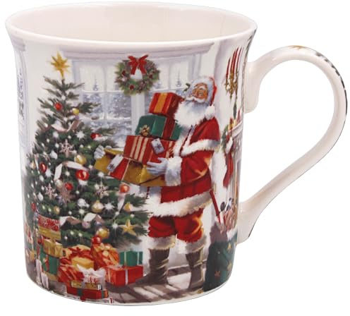 The Leonardo Collection Mug Père Noël pour boissons chaudes | Tasses à café réutilisables en porcelaine fine pour la cuisine et la maison | Tasses à thé imprimées durables pour toutes les occasions |