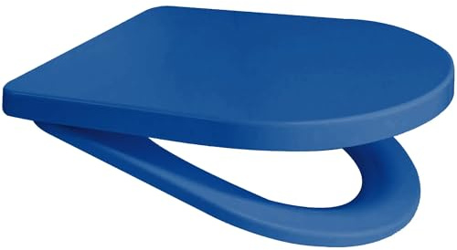 Middle D Shape Toilet Seat Soft Close Quick Release Top or Bottom Fix 360 x 449 (Blue)