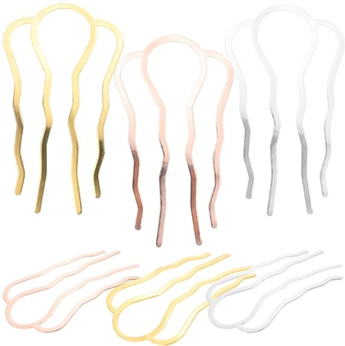 HAMPPLIES Pettini Laterali Accessori per Chioma Lisci 6 Pezzi in Metallo a Forma Ondulata Superficie Liscia senza Tirare per Donne per Acconciature Quotidiane Chic