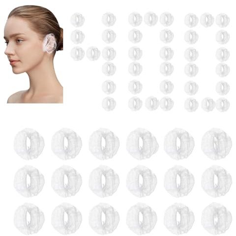 400 stycken öronskydd av plast för hårfärger, duschöronskydd, transparenta öronskydd med elastiska, vattentäta öronskydd, för hårfärgning och hårvård, spa behandlingar