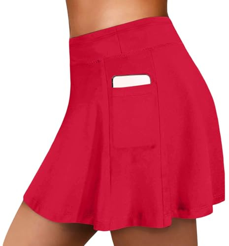 Jupe de bain pour femme, taille haute, jupe longue, bas de maillot de bain, jupe de maillot de bain sportive avec culotte, rouge, M