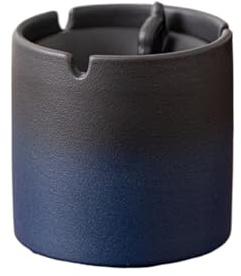 cendrier sur pied Cendrier bleu avec couvercle, coupe-vent, style chinois, for usage bureau, taille moyenne, forme entonnoir