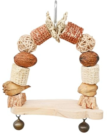 Altalene per uccelli, Amaca in legno, materiale: legno/frutta/mais, giocattolo di, per gabbia, gioco per masticare, parrocchetto, cacatua, pinza