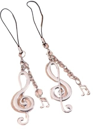 ZUXWUX Telefonberlock 1/2 Styck musiknot Mobiltelefon Lanyard Metallkedja Nyckelring Charmhänge(2Pcs)